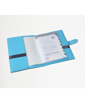 Protège carnet de santé garçon personnalisé rigide - baby feet - bleu turquoise- turquoise - cadeau de naissance personnalisé