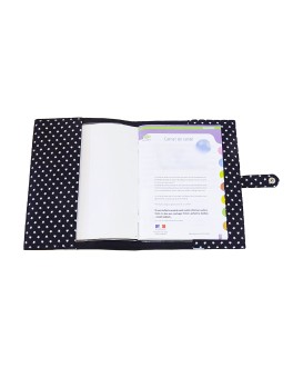 Protège carnet de santé rigide personnalisé - Cadeau de naissance fille personnalisé - noir ruban rose