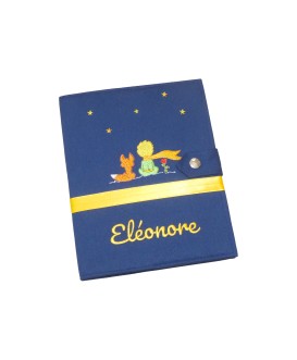 Protège carnet de santé rigide personnalisé - petit prince - fille - noir et rose