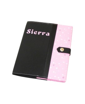 Protège carnet de santé rigide personnalisé - Cadeau de naissance personnalisée - noir et rose