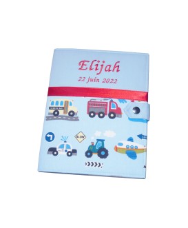 Protège carnet de santé rigide personnalisé - voitures - garçon