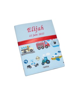 Protège carnet de santé rigide personnalisé - voitures - garçon