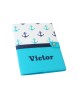 Protège carnet de santé rigide personnalisé - Cadeau de naissance personnalisé - thème marin - bleu turquoise