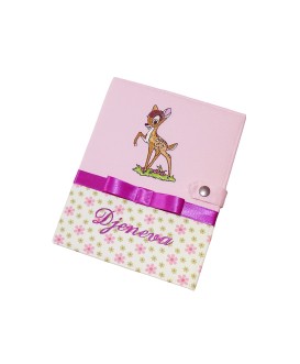 Protège carnet de santé bambi fille rigide personnalisé - Cadeau de naissance personnalisé - faon