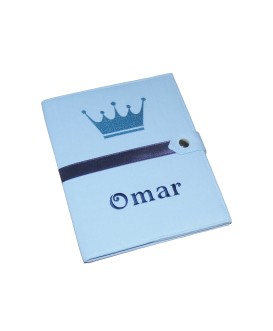 Protège carnet de santé rigide  personnalisé - couronne garçon - cadeau de naissance garçon