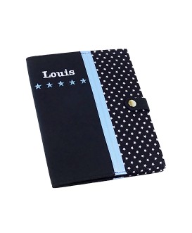 Protège carnet de santé rigide personnalisé - noir - étoiles