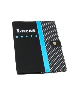 Protège carnet de santé rigide personnalisé - noir - étoiles