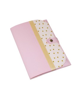 Pochette de rangement pour carnet de santé - petits coeurs roses
