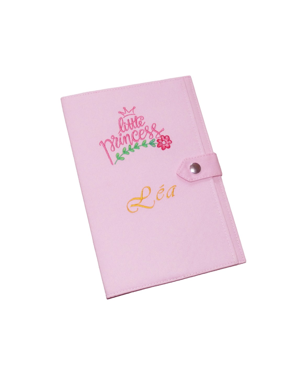 Pochette de rangement personnalisable pour carnet de santé - princesse - rose