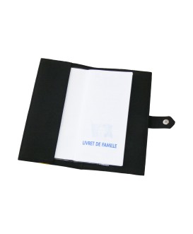 Protège livret de famille rigide noir - cadeau de naissance personnalisé