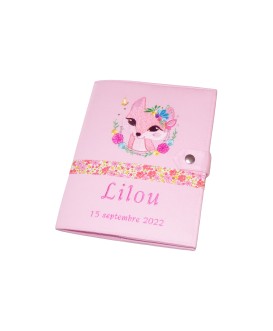 Protège carnet de santé rigide personnalisé - renard - fille
