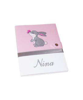 Protège carnet de santé rigide personnalisé - lapin panpan - Cadeau de naissance fille personnalisé