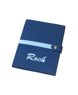 Protège carnet de santé rigide personnalisé bleu marine - Cadeau de naissance garçon