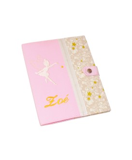 Protège carnet de santé rigide personnalisé - fée - étoiles dorées
