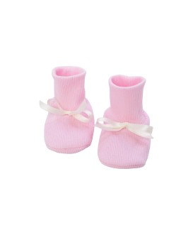 Ensemble ruban et chaussons bébé naissance - rose - noeud