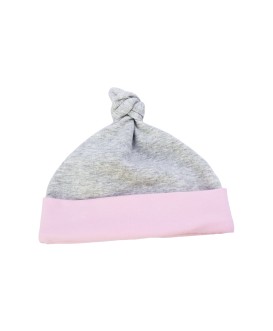 Ensemble bonnet et chaussons bébé naissance - rose et gris