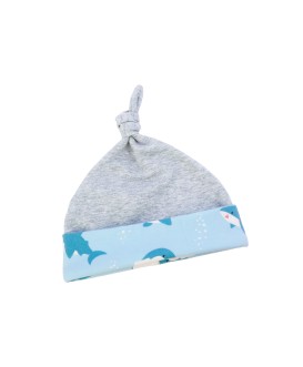 Ensemble bonnet et chaussons bébé naissance - bleu et gris
