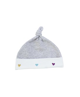 Ensemble bonnet et chaussons bébé naissance - gris - coeur