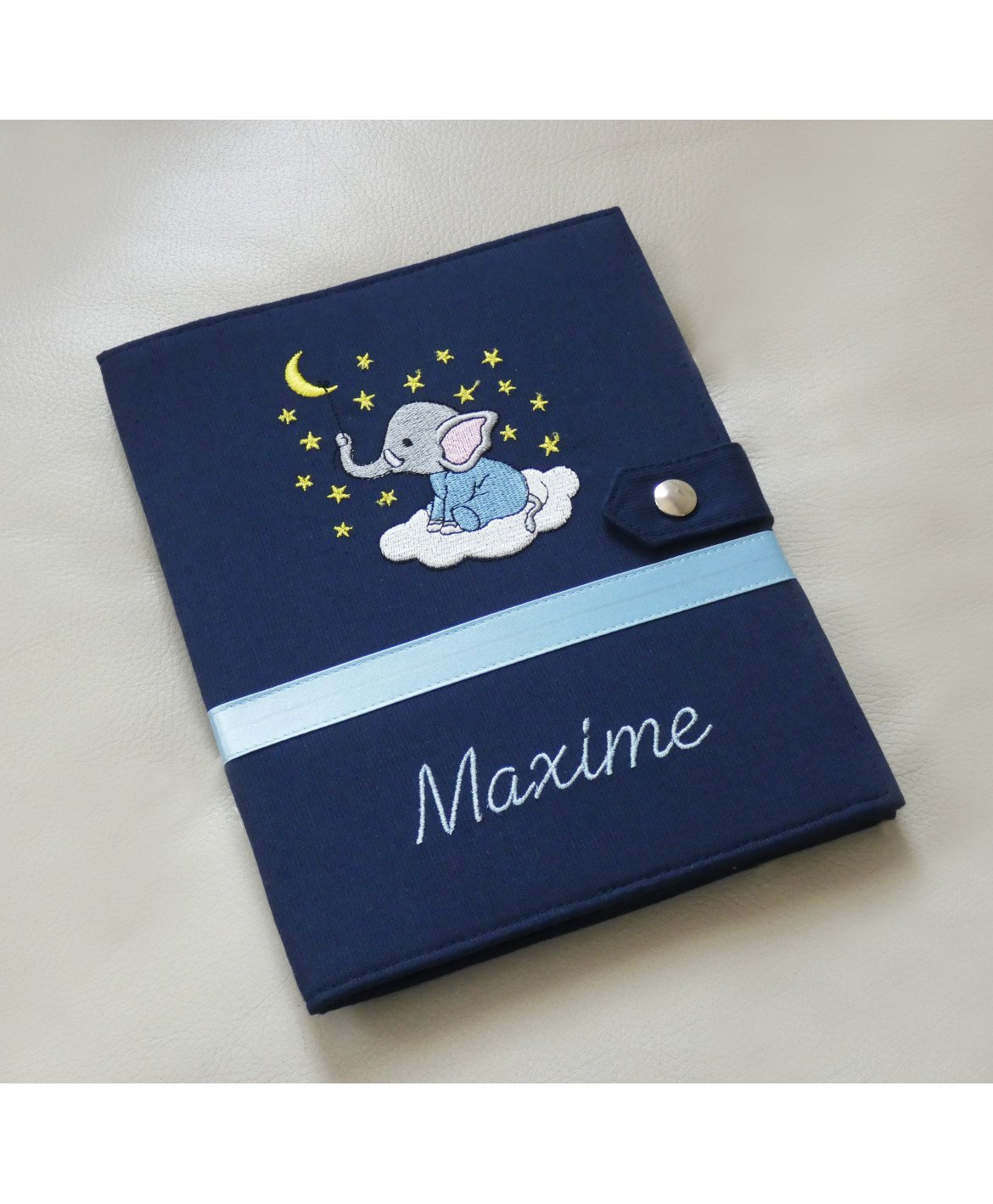 Bebe Elephant Bleu Marine Protege Carnet De Sante Personnalise Cadeau Naissance